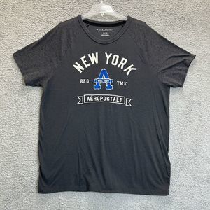 Aeropostale T Shirt Mens XL Gray Logo Spell Out New York Reg Est 1987 TMK Raglan